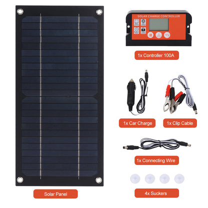 15W Solar Panel Kit, 18V 100A Trickle Charger Battery Charger Controller for Outdoor Camping Hiking Phone Charger