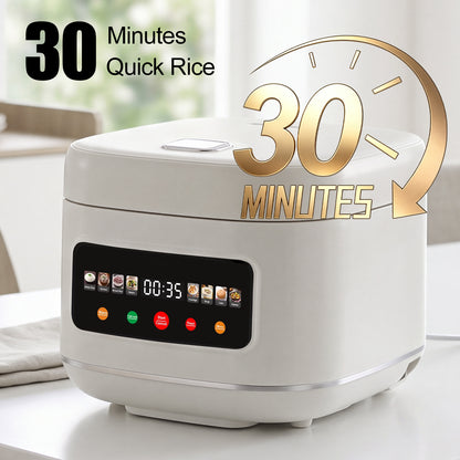 Digital Rice Cooker, 8-Cup 5.5QT Rice Maker, 8-in-1 Smart Multi-Cooker, 24-Hour Timer & Keep Warm, Non-Stick Inner Pot, White