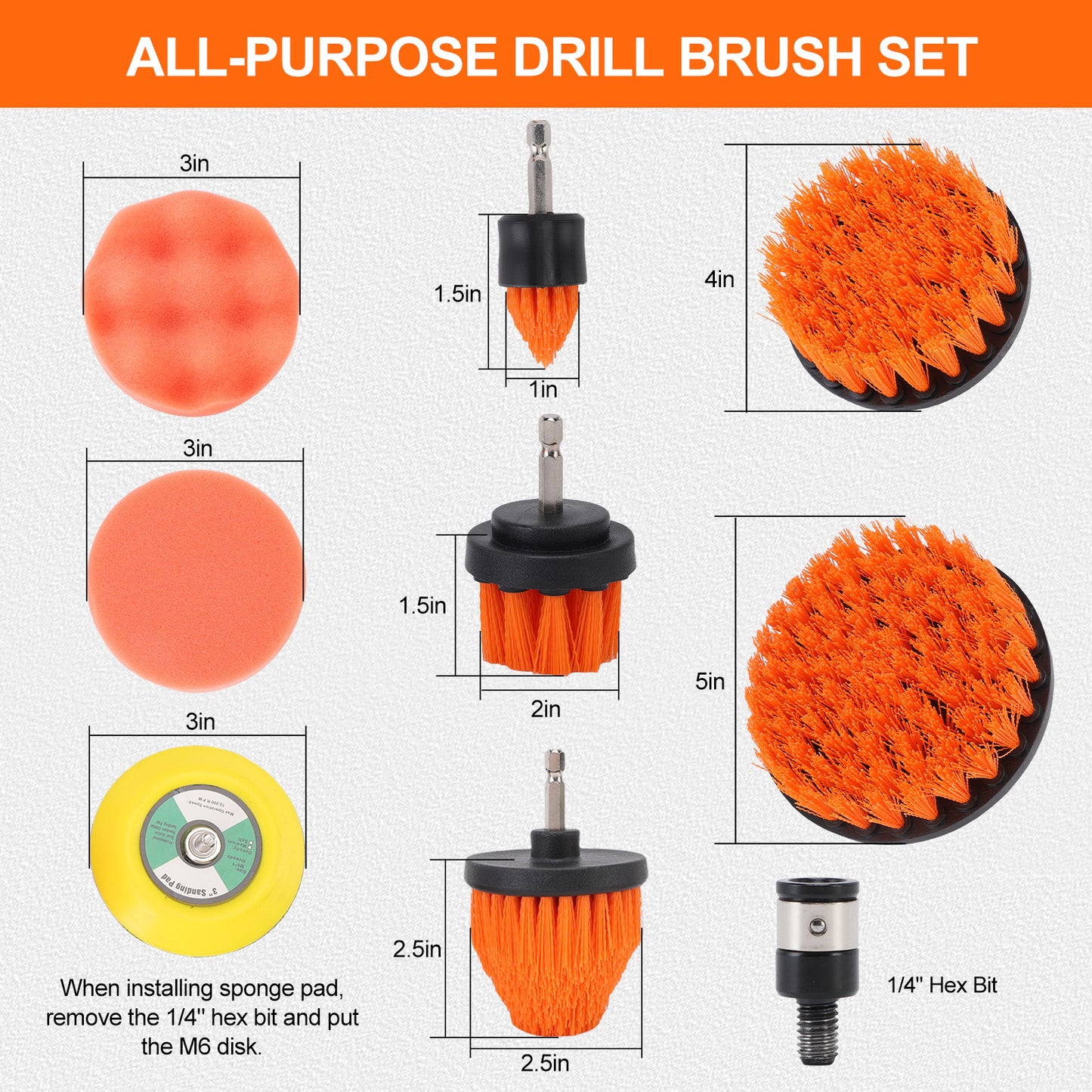 Cordless Buffer Polisher, 16.8V Auto Detailing Drill Brushes Set with 2000mAh Battery & Charger, 15pcs Drill Kit, Variable Speed for Car Washing/Detailing/Buffing/Sanding/Waxing