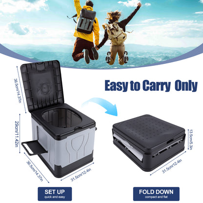 Portable Car Toilet,Foldable Outdoor Toilet with Handles & Storage Bag for Cars, Hiking, Beaches and Camping Use, Gray