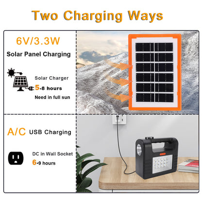 Portable Power Generator Station,12000mah Solar Panel Power Kit Battery Pack Power Station + 3 Bulbs for Outdoor Camping
