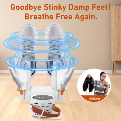 Boot Dryer, Shoe Dryer, Electric Gloves Warmer, 4-Pipes with Timer, Quiet Portable Warmer for Ski Boots, Shoes, Gloves, Socks, Hats