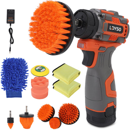 Cordless Buffer Polisher, 16.8V Auto Detailing Drill Brushes Set with 2000mAh Battery & Charger, 15pcs Drill Kit, Variable Speed for Car Washing/Detailing/Buffing/Sanding/Waxing