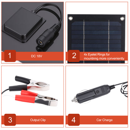 15W Solar Panel Kit, 18V 100A Trickle Charger Battery Charger Controller for Outdoor Camping Hiking Phone Charger