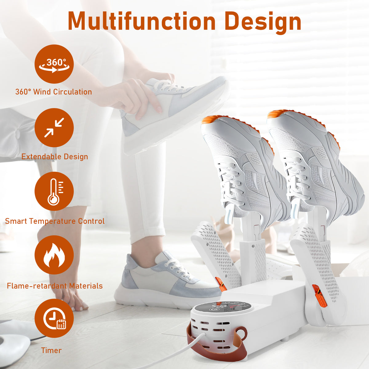 Boot Dryer, Shoe Dryer, Electric Gloves Warmer, 4-Pipes with Timer, Quiet Portable Warmer for Ski Boots, Shoes, Gloves, Socks, Hats