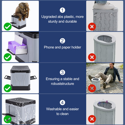 Portable Car Toilet,Foldable Outdoor Toilet with Handles & Storage Bag for Cars, Hiking, Beaches and Camping Use, Gray