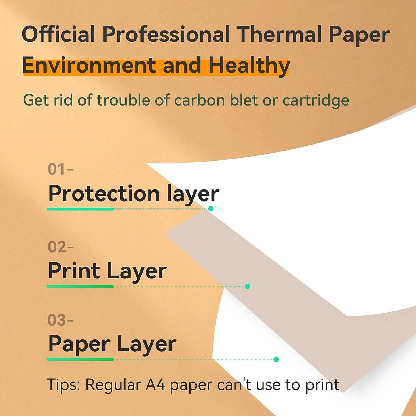 2 Rolls Thermal Paper, 8.27"/210mm Wide Compatible with Bluetooth Portable Thermal Printers, Quick-Dry A4 Thermal Paper for Documents Picture Homework, 25 Sheets/Roll, White