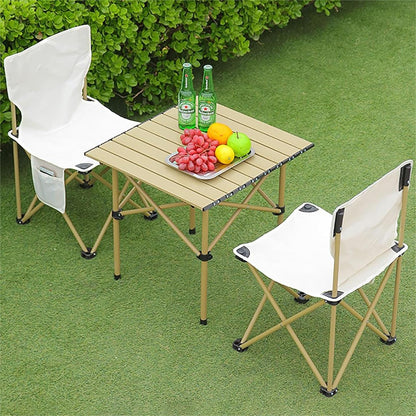 Folding Camping Chairs Camping Table Chairs Set High Load Bearing Portable Folding Aluminum Alloy Camping Square Table Chairs With Storage Bags For Outdoor