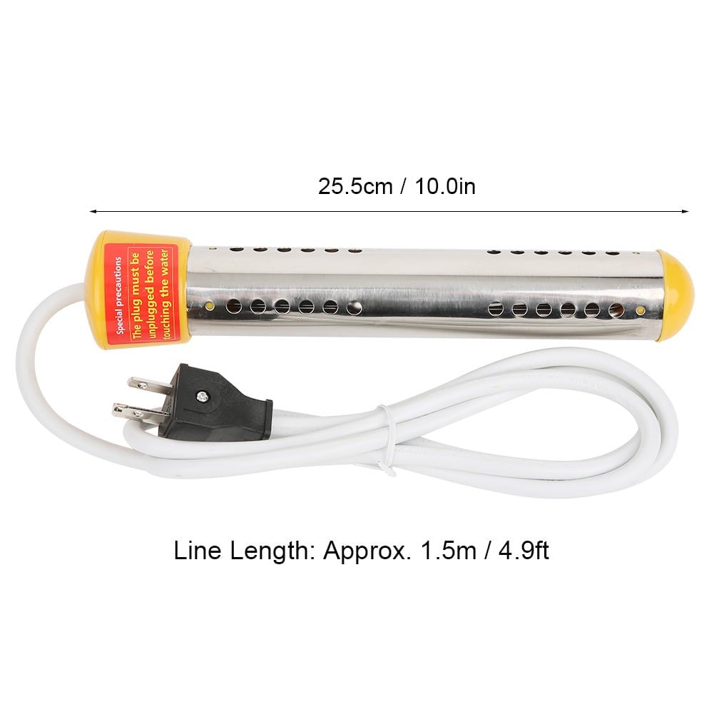 Immersion Water Heater, Electric Submersible Water Heater with Stainless Steel Guard Cover, 1500W Portable Bucket Heater to Heat 5 Gallons of Water in Minutes
