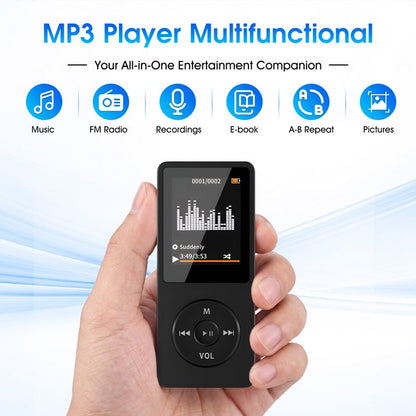 16GB MP3 Player with Bluetooth 5.3, HiFi Music Player Built-in Speaker & Headphone Jack, Expandable 128GB, Portable Digital Audio Player w/ E-Book, Voice Recorder, Clock for Sports, Commute, Gifts