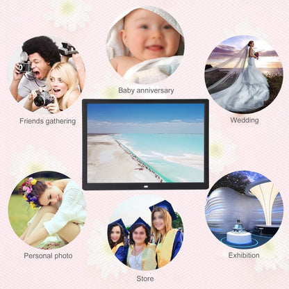 15" Digital Picture Frame with HD IPS Screen Digital Photo Frame Supports up to 16GB Storage Cards, Auto-Rotate, Tabletop & Wall-Mounted Digital Frame Supports Share Photos Video, Black