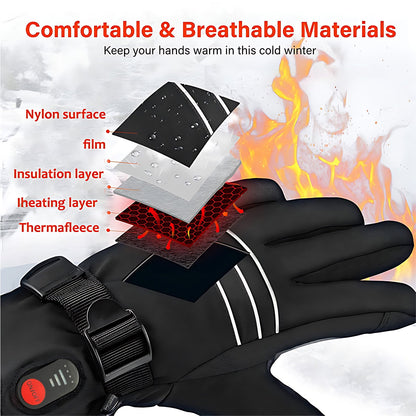 Rechargeable Heated Gloves for Men, 7.4V 6400mAh Electric Battery Heated Gloves for Winter Sports Motorcycle Ski Biking Hiking, Reusable Outdoor Work Hand Warmer, L