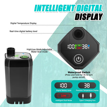 Portable Shower for Camping, 7800mAh Rechargeable Camping Shower with Intelligent LED Display, 4 Spray Modes, IPX7 Waterproof Outdoor Camp Pump Outdoor Shower Kit for Hiking, Travel, Car, Pet
