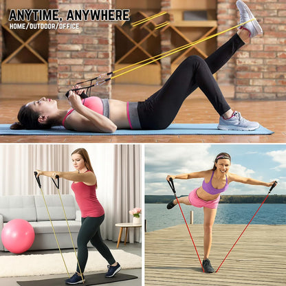 Ldyso Resistance Bands Exercise Bands Workout Bands - Up to 100 LBS, Indoor and Outdoor Bands with Door Anchor and Handles for Strength, Slim, Yoga, Home Gym Equipment for Men/Women