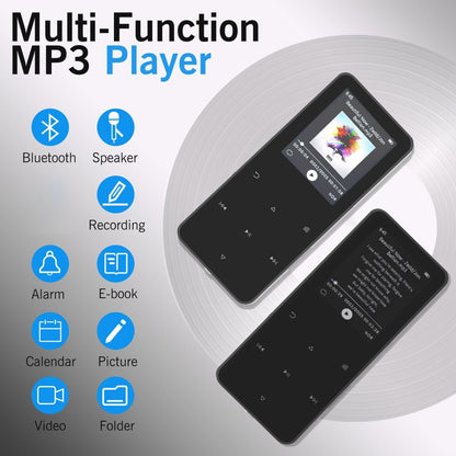 64GB MP3 Player with Bluetooth 5.0 Portable Digital Music Player with Speaker, Voice Recorder, E-Book, Video, 1.8 inch Screen Touch Buttons Digital Audio Player, Black