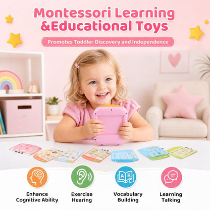 Talking Flash Cards for Toddlers Ages 1‑4, 478 Words English, Montessori Language Learning Toys with 36 Themes, Children's Sensory Toys, Pocket Speech Study Device, Birthday Gift for Boys Girls