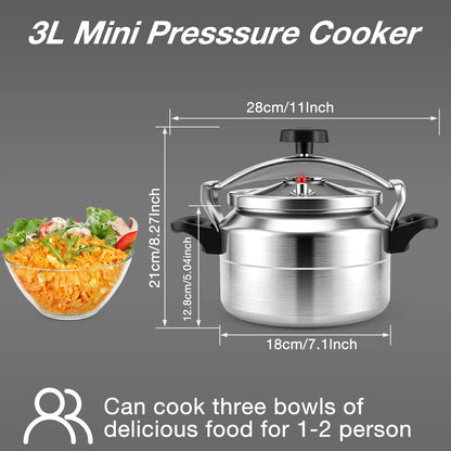3L Pressure Cooker Stove Fast Cooker Stovetop Pot for Gas or Electric Stoves