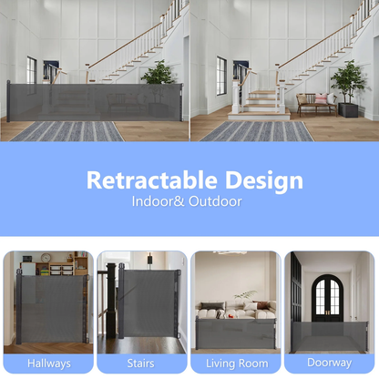 Retractable Baby Gate 35"x138" Extra Wide Mesh Dog Gate Child Safety Gate for Doorways, Indoor Outdoor Stairs, Black