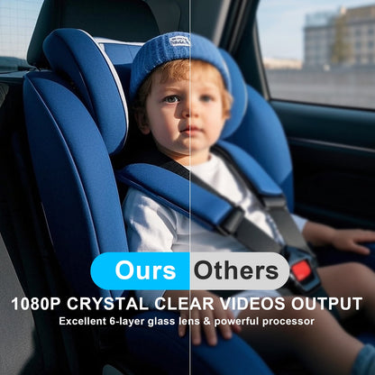 Baby Car Camera HD 1080P Night Vision Adjustable 180° Wide View Angle Rear Facing Baby Car Monitor for Car Backseat