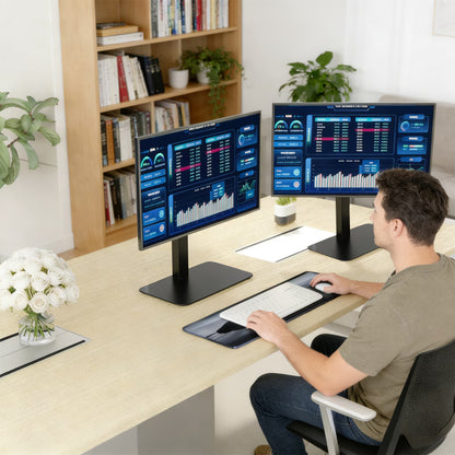 Single Monitor Stands, Freestanding VESA Mount for 14 to 32 inch Screens, Universal Desk Stand Holds up to 22lbs, Display Mount with Height Adjustable, VESA 75x75mm/100x100mm, Black