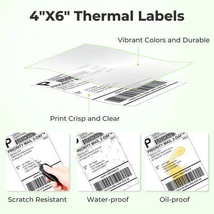 4" x 6" Direct Thermal Labels, 500 Pcs/1 Rolls Shipping Labels Roll for Shipping & Mailing, Commercial Grade Perforated White and Permanent Adhesive, Compatible with Most Thermal Printers