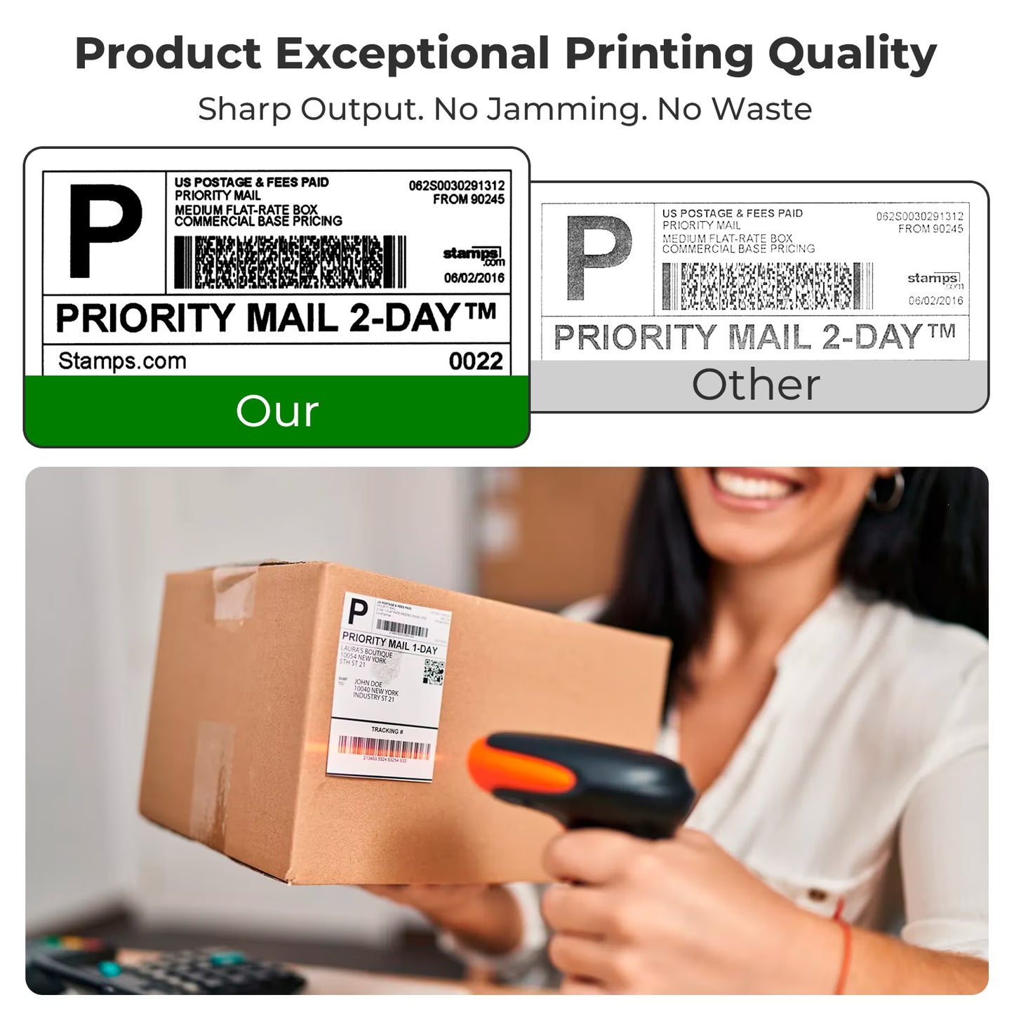 4" x 6" Direct Thermal Labels, 350 Pcs/1 Rolls Shipping Labels Roll for Shipping & Mailing, Commercial Grade Perforated White and Permanent Adhesive, Compatible with Most Thermal Printers