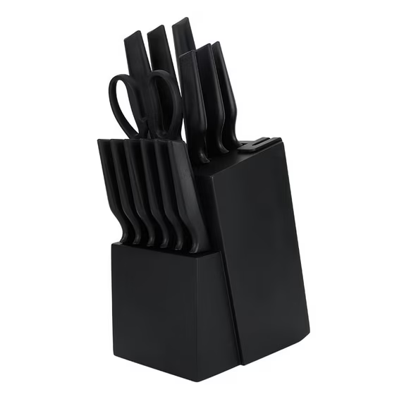 Knife Set, 14-Piece Kitchen Knife Set With Built-in Sharpener, High Carbon Stainless Steel Knives Block Sets, Dishwasher Safe, Black