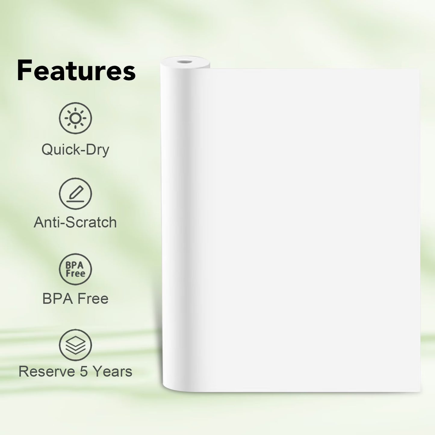 5 Rolls Thermal Paper (210mm/8.27" width/6m long, Φ1.18") Widely Compatible with Portable Thermal Printers, Quick-Dry A4 Thermal Printer Paper for Documents Picture Homework, 20 Sheets/Roll