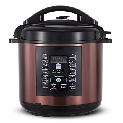 6.5 Quart Electric Pressure Cooker, 12-in-1 Multi-Functional Slow Cooker, Rice Cooker, Saute Pan, Soup Pot, Egg Cooker, Warmer, Preset Cooking, Gold