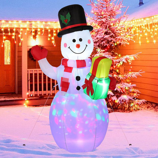 5FT Christmas Inflatable Snowman Decoration with Rotating LED Lights - for Outdoor and Indoor Holiday Decorations, Christmas Parties and Lawn Décor