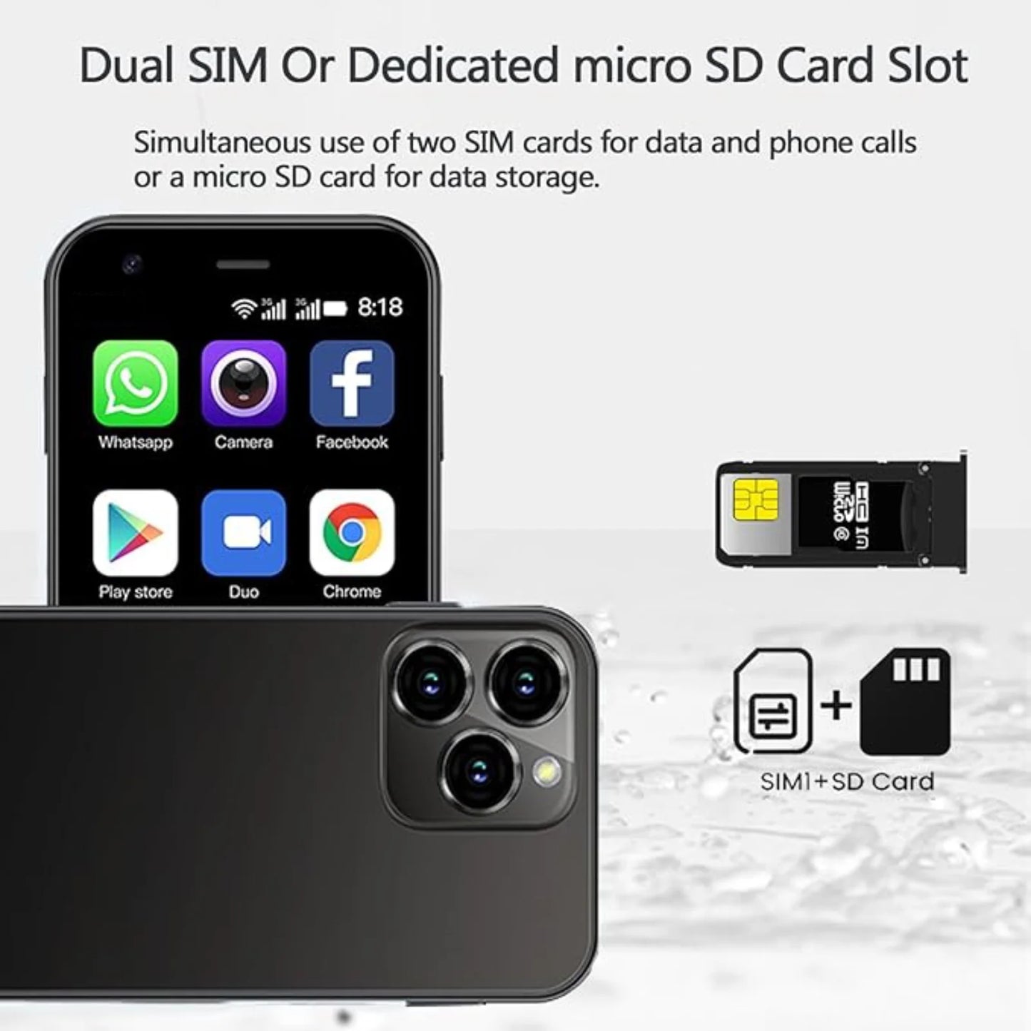 3G Mini Smartphone 2.5 Inch Screen WiFi Hotspot Bluetooth Quad Core 2GB RAM 16GB ROM Android 9.0 Cell Phones Slim Body HD Camera Dual SIM Cute Palm Child Kids Student Mini Phone (Pink)
