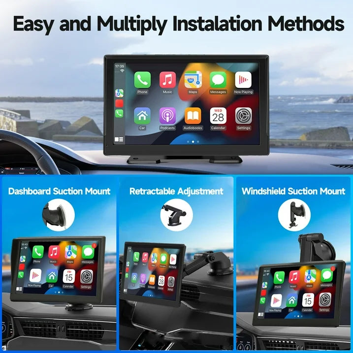 9" Wireless Carplay Screen for Car with 4K Dash Cam, Portable Carplay & Android Auto, Car Stereo Touchscreen with 1080P Backup Camera, GPS Navigation/Mirror Link/Voice Control/Bluetooth/FM, 64GB Card