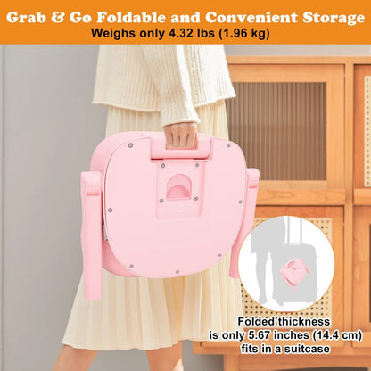 Baby Portable Booster Seat Adjustable Folding Baby Feeding Seat Toddler Chair for Children up to 33 lbs, Pink