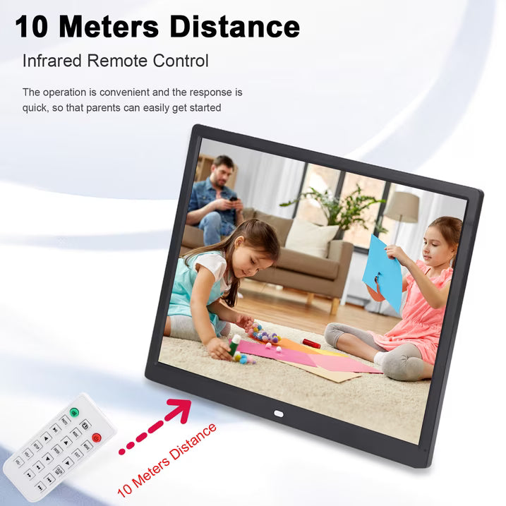 15" Digital Picture Frame with HD IPS Screen Digital Photo Frame Supports up to 16GB Storage Cards, Auto-Rotate, Tabletop & Wall-Mounted Digital Frame Supports Share Photos Video, Black