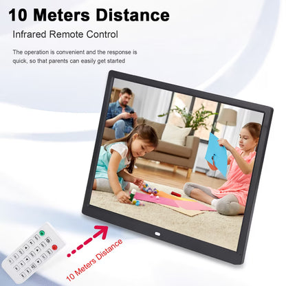 15" Digital Picture Frame with HD IPS Screen Digital Photo Frame Supports up to 16GB Storage Cards, Auto-Rotate, Tabletop & Wall-Mounted Digital Frame Supports Share Photos Video, Black