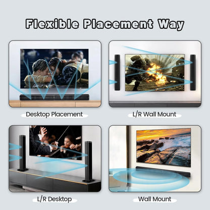 2 in 1 Separable Sound Bars for TV, Bluetooth 5.0 Surround Sound System for TV Wireless Connect, 37 Inch Soundbar for Home Theater, ARC/Optical/USB Cables & Remote TV Speakers, Wall Mountable