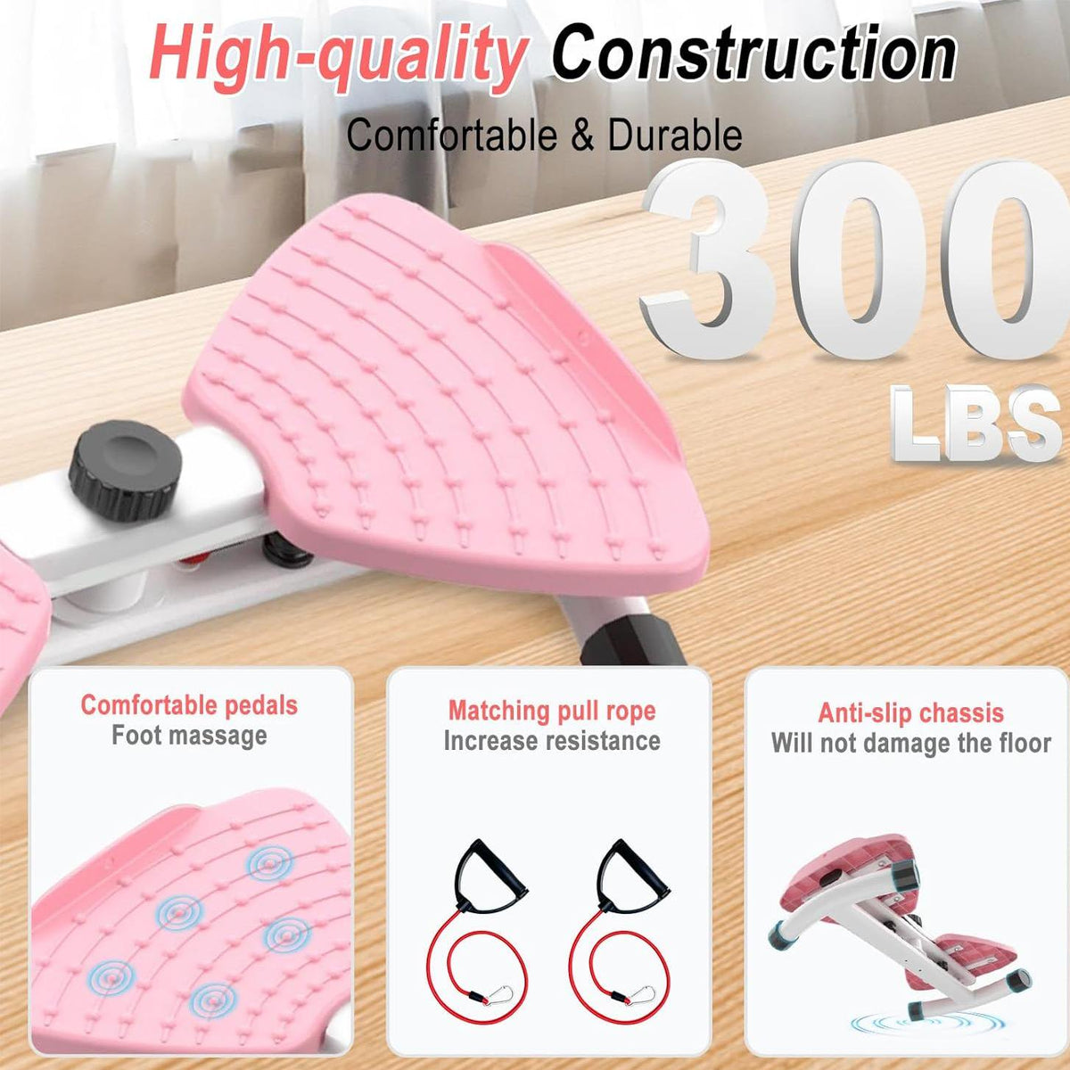 Slim Waist Twister, 300 lbs Silent Ab Toner Machine for Women, Core Workout Board Exercise Twist Boards, Home Gym Equipment for Hourglass Figure, Balance Board for Foot Massage and Weight Loss(Pink)