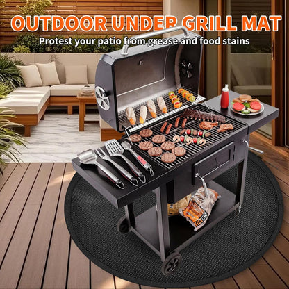 48inch Under Grill Mats for Outdoor Grill, Double-Sided Fireproof Deck and Patio Protector Mat, Waterproof Anti-Slip Easy Clean Oil-Proof BBQ Floor Pad Indoor Fire Pit Fireplace Mat for Deck Terrace