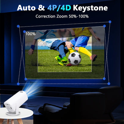 Smart Mini Projector with WiFi 6 and Bluetooth, 4K 1080P Full HD Support Portable Projector Auto Keystone 180° Rotatable, Android 11 Home Theater Projector for Phone/TV Stick/Laptop