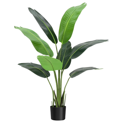 4 Feet Artificial Bird Of Paradise Plant Tropical Palm Tree for Indoor Outdoor, Perfect Faux Plants for Home Garden Office Store Decoration