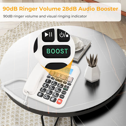 Expandable Corded/Cordless Phone System with Answering Machine, Big Button Senior Phone with Caller ID/Call Blocking & Handset/Amplified Speakerphones, Landline Business Telephones, Black