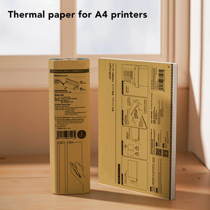 2 Rolls Thermal Paper, 8.27"/210mm Wide Compatible with Bluetooth Portable Thermal Printers, Quick-Dry A4 Thermal Paper for Documents Picture Homework, 25 Sheets/Roll, White