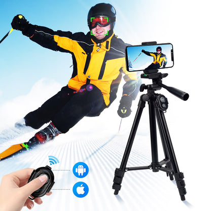 Selfie Stick Phone Tripod Vlogging Kit with Wireless Remote Microphone LED Light Rotating Phone Holder for Live Stream, Instagram TikTok, YouTube, Tripod for iPhone, Android & Cameras