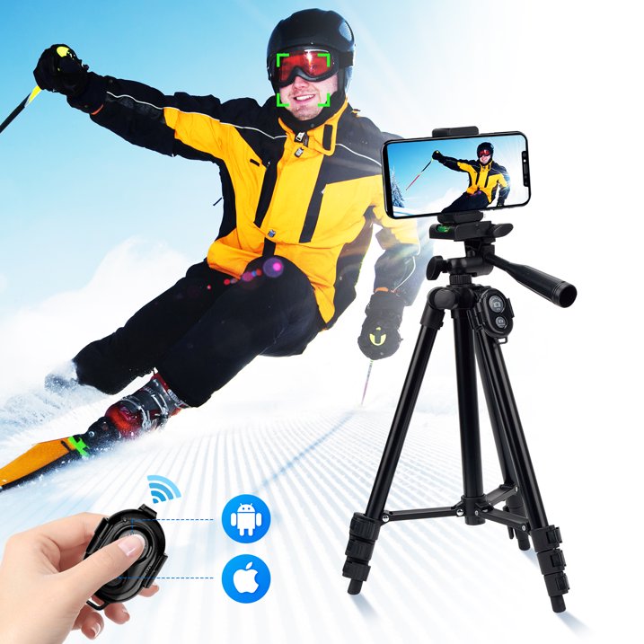 Selfie Stick Phone Tripod Vlogging Kit with Wireless Remote Microphone LED Light Rotating Phone Holder for Live Stream, Instagram TikTok, YouTube, Tripod for iPhone, Android & Cameras