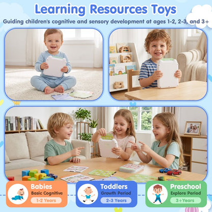 Talking Flash Cards for Toddlers Ages 1‑4, 504 Words English, Montessori Language Learning Toys with 36 Themes, Children's Sensory Toys, Pocket Speech Study Device, Birthday Gift for Boys Girls
