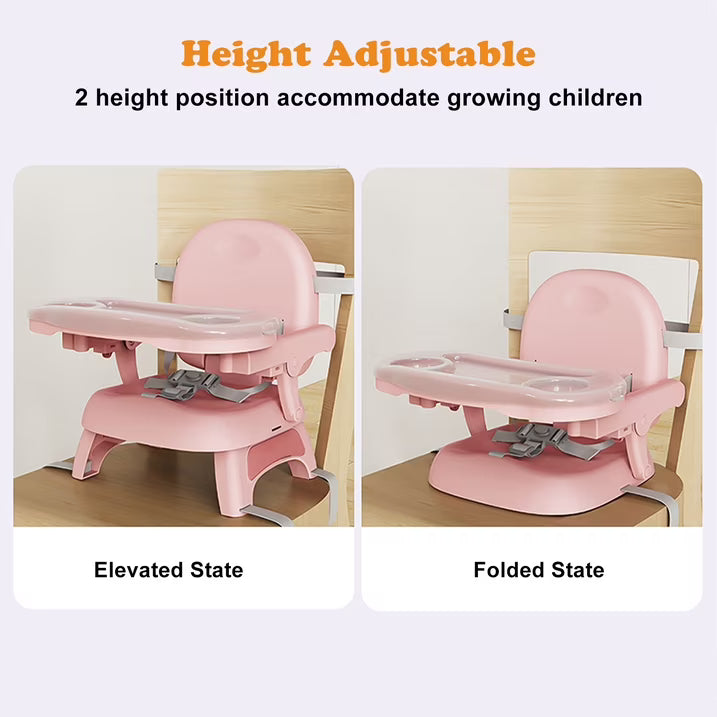 Baby Portable Booster Seat Adjustable Folding Baby Feeding Seat Toddler Chair for Children up to 33 lbs, Pink