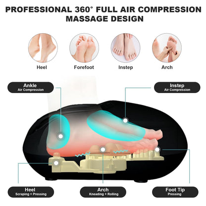 Foot Massager with Heat & Deep-Kneading, Air Compression Shiatsu Foot Massage for Plantar Fasciitis, Circulation, Relaxation & Gift