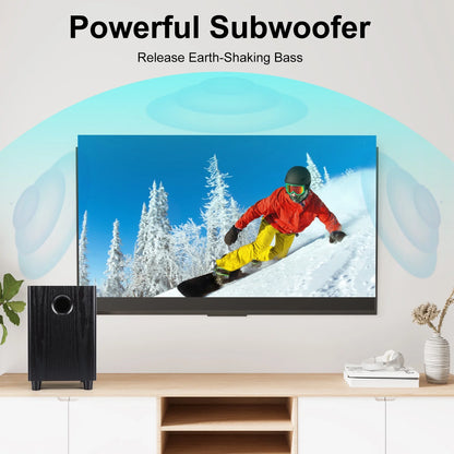 100W Passive Subwoofer Speaker, 6.5" Home Theater Subwoofers for Studio, Movies, Music, Gaming, Big Bass in Compact Design & Plug and Play, Easy Setup, Black