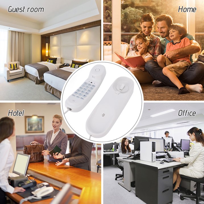 Slimline Wall-Mountable Basic Corded Telephone No AC Power Required
