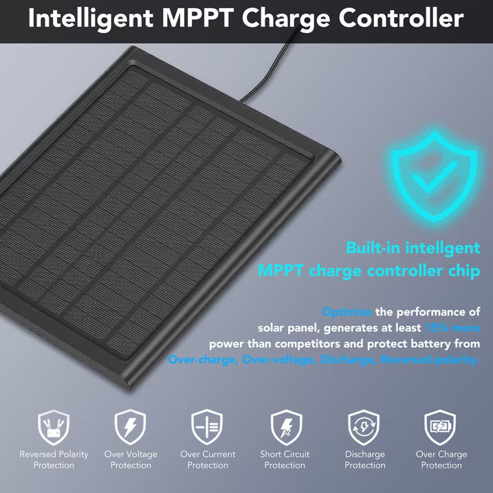 Upgraded 6W Solar Battery Trickle Charger Maintainer, 16V Portable Waterproof Solar Panel Trickle Charging Kit for Car, Automotive, Motorcycle, Boat, Marine, RV, Trailer, Snowmobile, etc